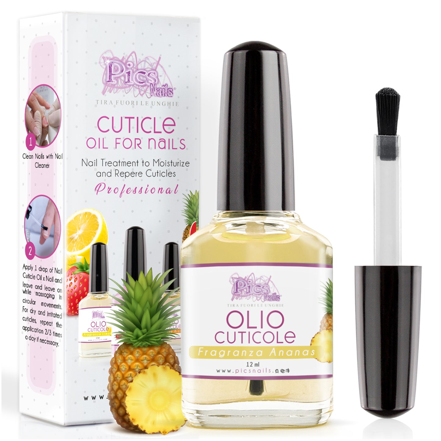 Olio Cuticole Unghie per Mani E Piedi Professionale Ananas 12 ml