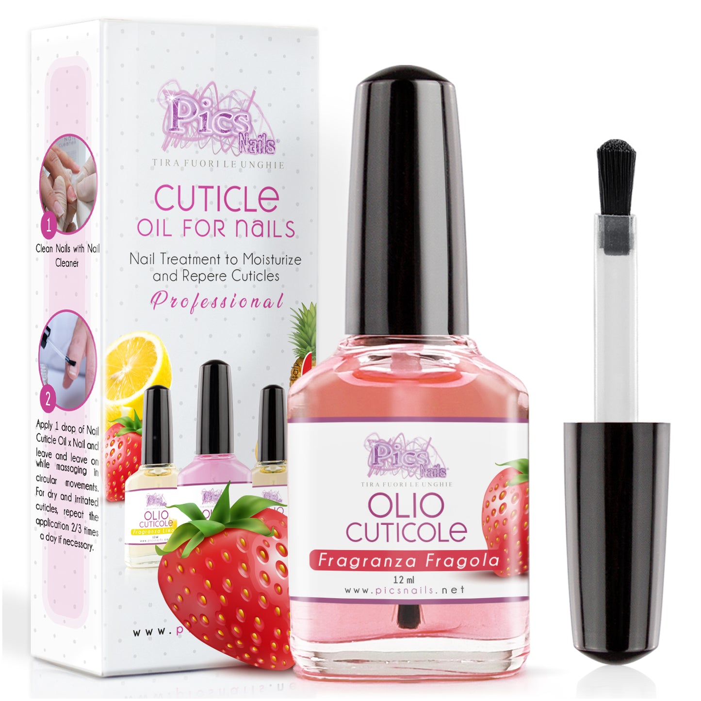 Olio Cuticole Unghie per Mani E Piedi Professionale Fragola 12 ml