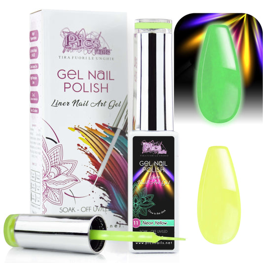 Smalto Nail Art Semipermanente Liner Gel per Unghie UV/LED 10 ml -  Giallo Neon 11