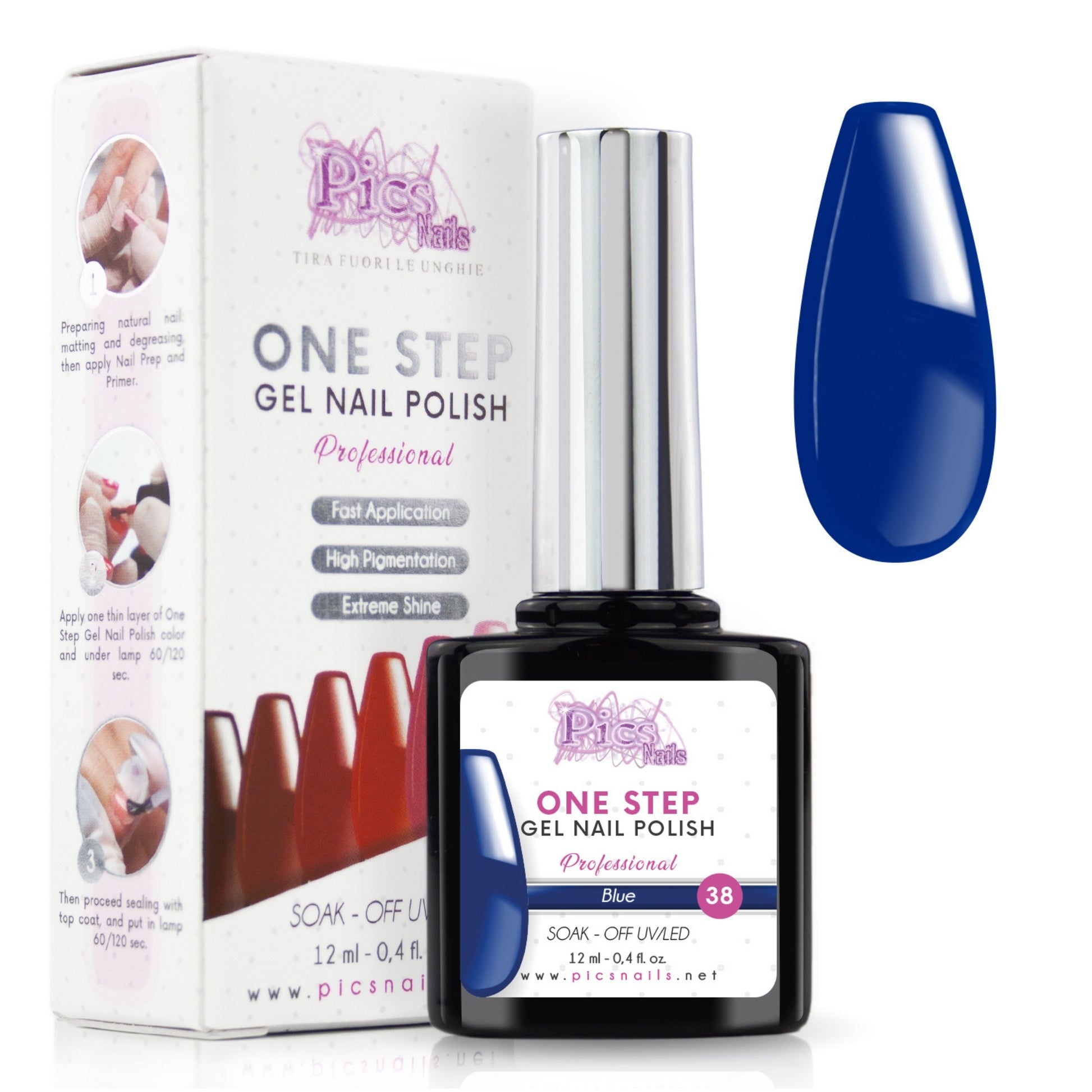 Smalto Semipermanente One Blue 38 - 12 ml | Semipermanente 3in1 UV/LED Ultra Lucido