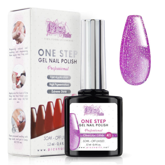 Smalto Semipermanente One Clear Lilac Glitter 41 - 12 ml | Semipermanente 3in1 UV/LED Ultra Lucido