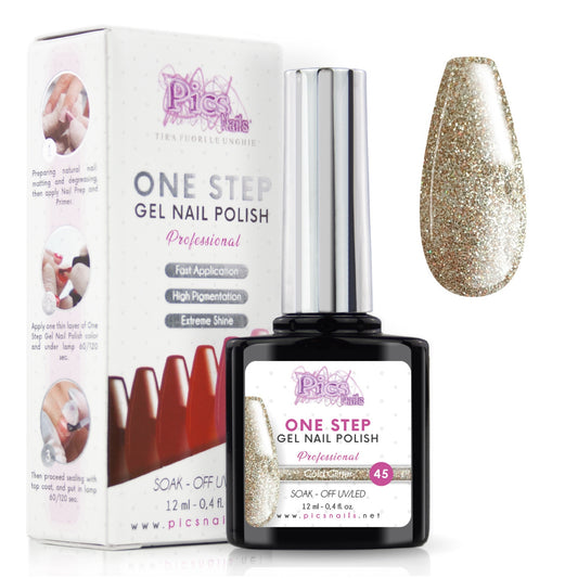Smalto Semipermanente One Gold Glitter 45 - 12 ml | Semipermanente 3in1 UV/LED Ultra Lucido