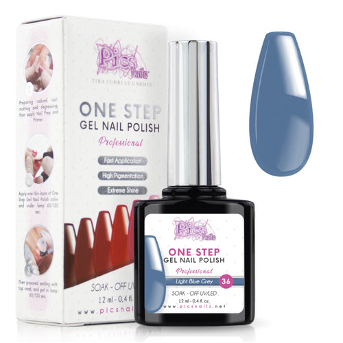Smalto Semipermanente One Light Blue Gray 36 - 12 ml | Semipermanente 3in1 UV/LED Ultra Lucido