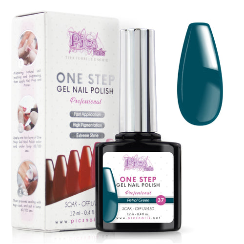 Smalto Semipermanente One Petrol Green 37 - 12 ml | Semipermanente 3in1 UV/LED Ultra Lucido