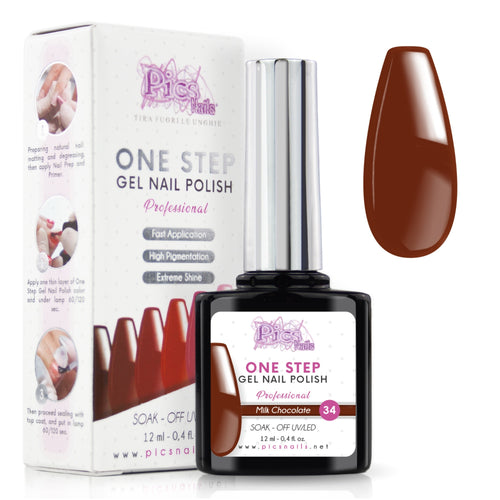 Smalto Semipermanente One Step Milk Chocolate 34 - 12 ml | Semipermanente 3in1 UV/LED Ultra Lucido