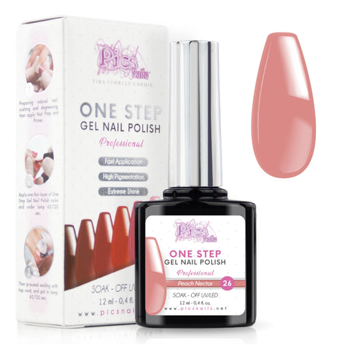 Smalto Semipermanente One Step Peach Nectar 26 - 12 ml | Semipermanente 3in1 UV/LED Ultra Lucido
