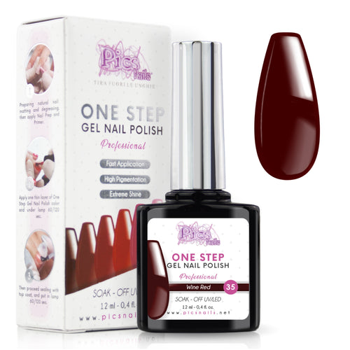 Smalto Semipermanente One Step Wine Red 35 - 12 ml | Semipermanente 3in1 UV/LED Ultra Lucido