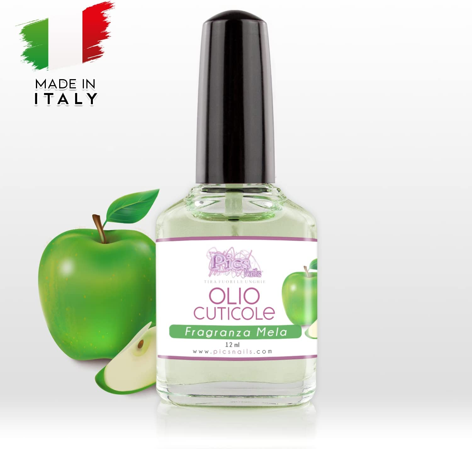 Olio Cuticole Unghie Di Mani E Piedi Professionale 12Ml - Fragranza MELA - Olio Idratante E Rigenerante per Cuticole Di Mani E Piedi, Sollievo E Freschezza Alla Pelle Secca E Irritata