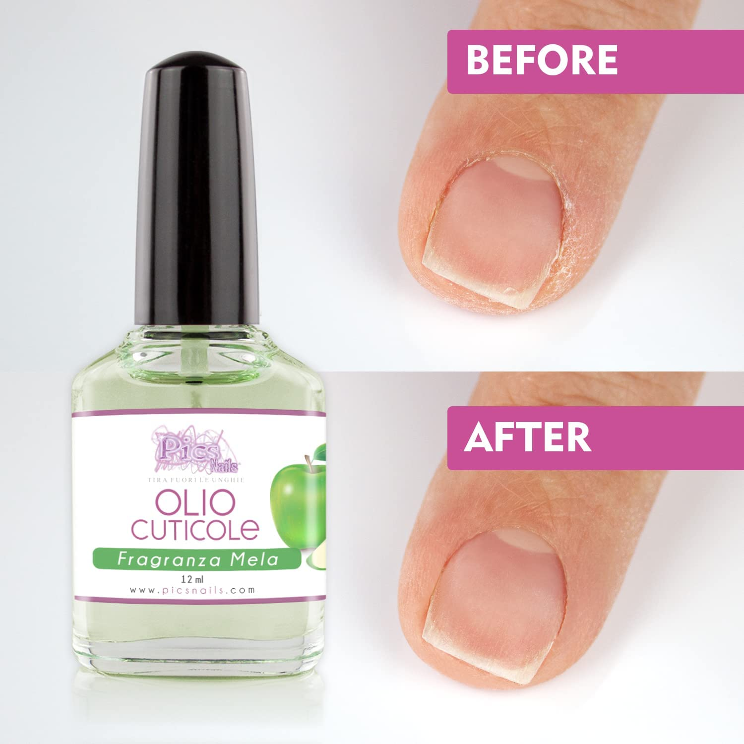 Olio Cuticole Unghie Di Mani E Piedi Professionale 12Ml - Fragranza MELA - Olio Idratante E Rigenerante per Cuticole Di Mani E Piedi, Sollievo E Freschezza Alla Pelle Secca E Irritata