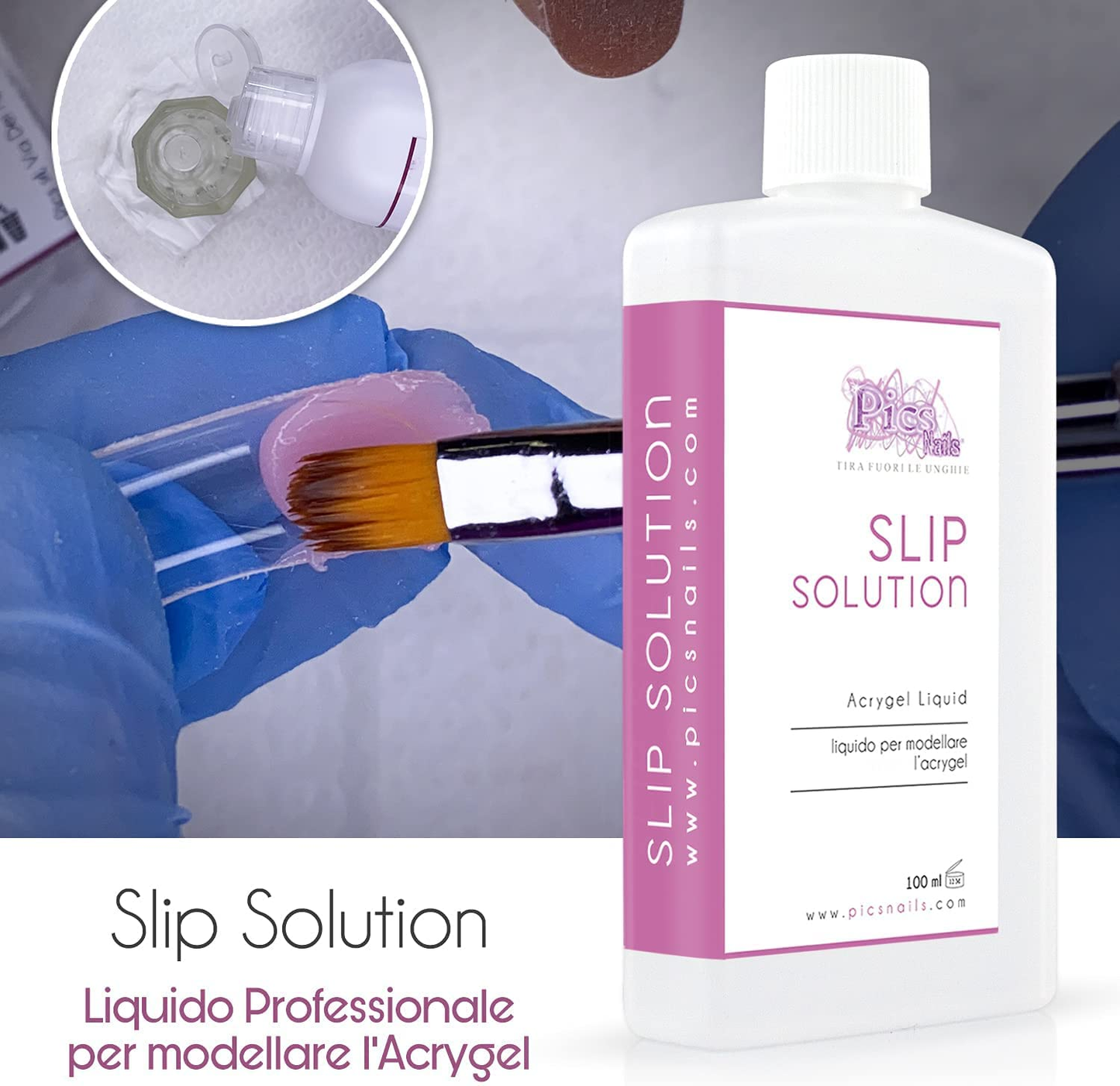 Slip Solution 100 Ml Liquido Professionale per Unghie - Liquido Modellante per Acrygel Alta Qualità, Ammorbidisce E Facilita La Lavorazione Del Gel Ibrido per Unghie