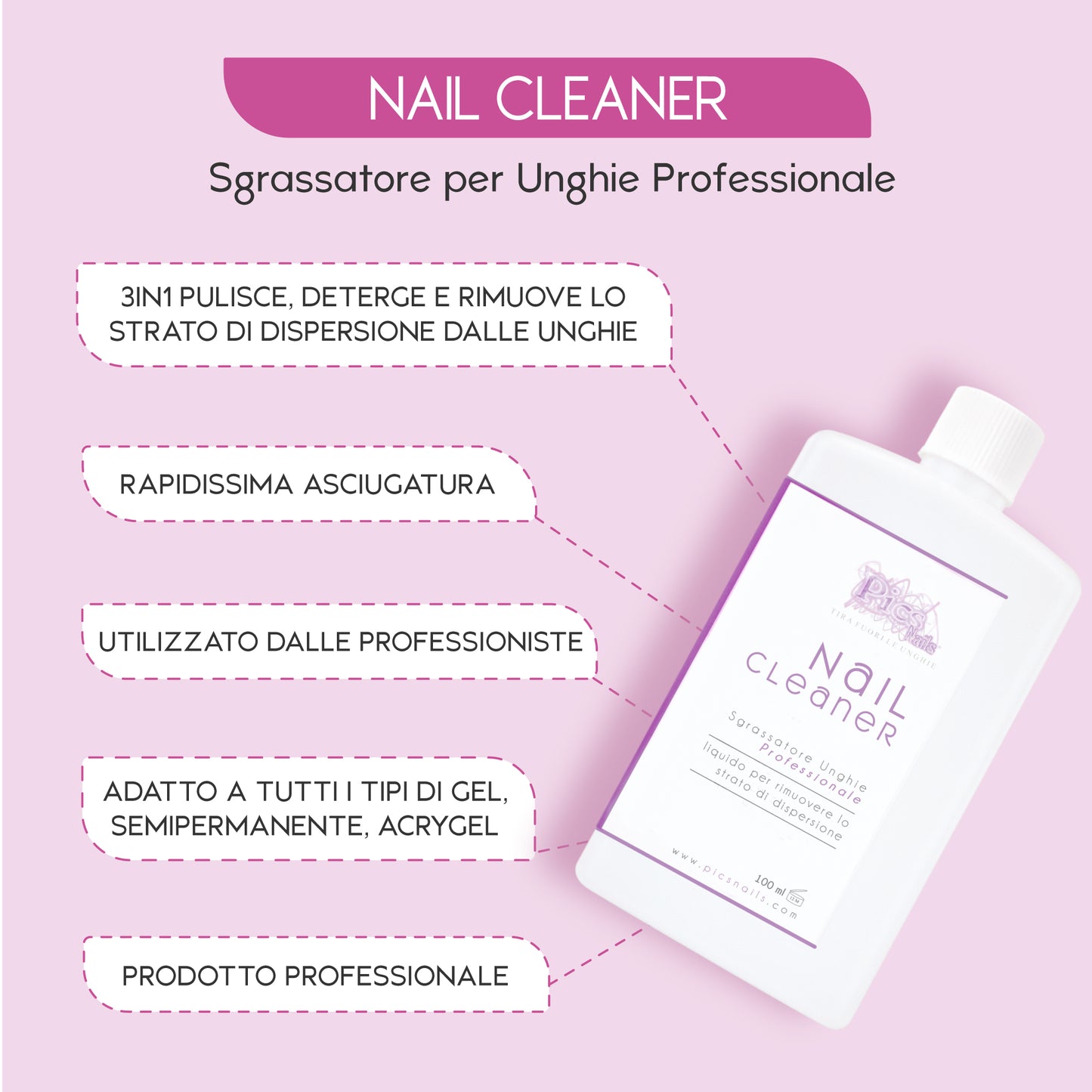 Nail Cleaner Sgrassatore Unghie Professionale 100 ml