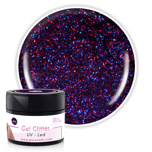 Gel Glitter  uv/led Multicolor 66 - 5 ml.