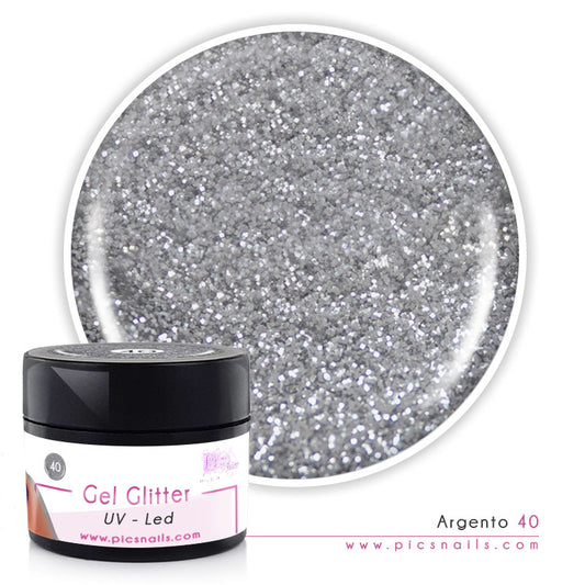 Gel Glitter uv/led Argento 40 - 5 ml