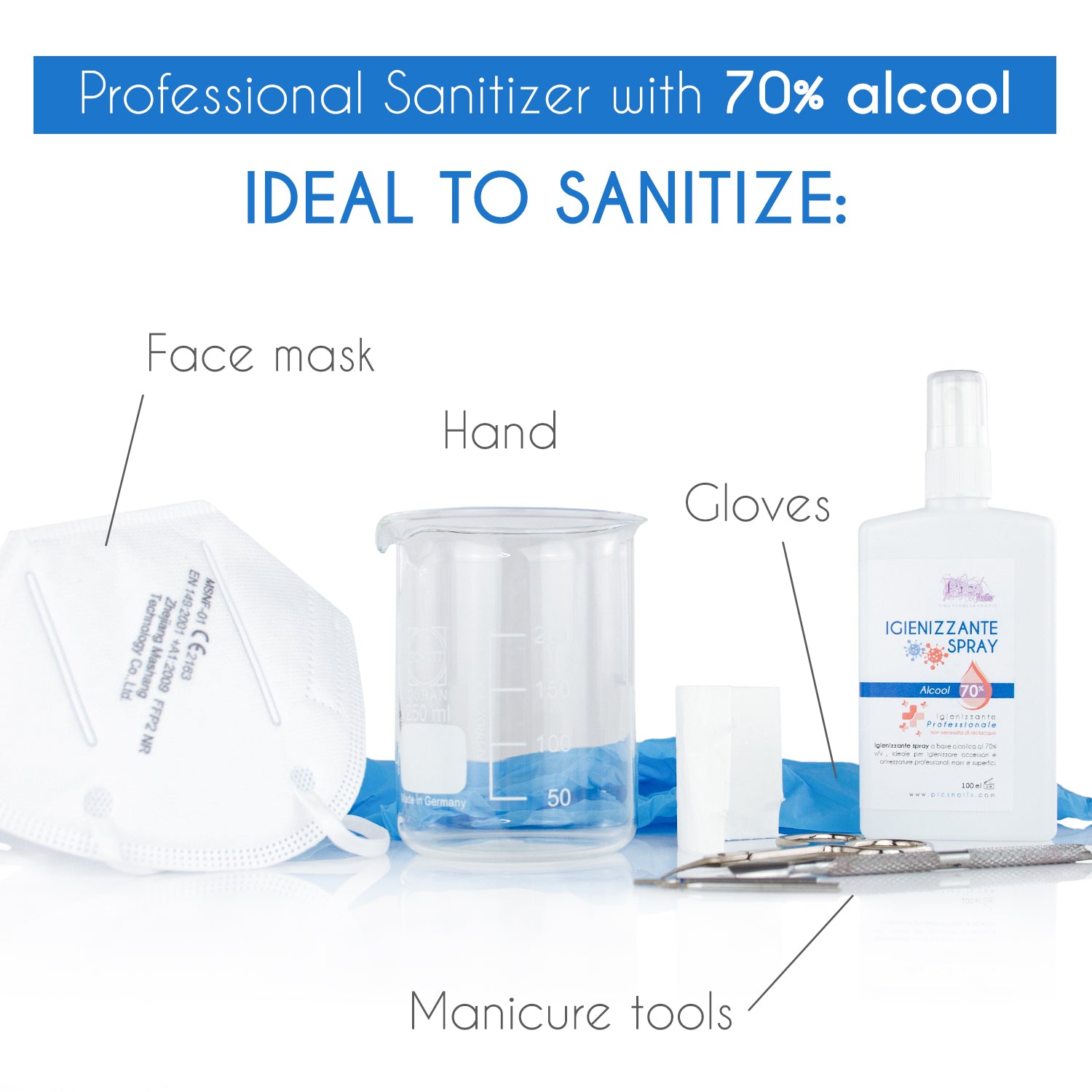 Igienizzante Spray Mani, Attrezzatura Professionale E Superfici 100 ml.